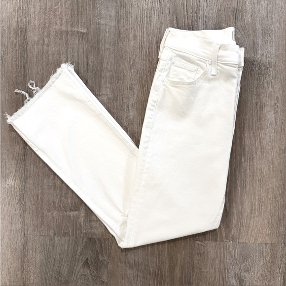 MOTHER The Tripper Ankle Fray Jeans in White Unfairest of Them All Jeans Size 27 - Picture 5 of 16